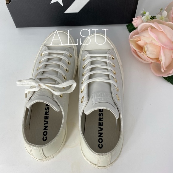 Converse Ctas Low Top Leather Egret Driftwood W - Picture 8 of 8